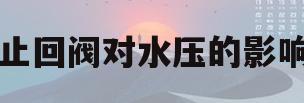 止回阀对水压的影响(止回阀对水压的影响有多大)