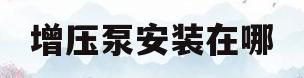 增压泵安装在哪(增压泵安装在哪里都可以出水)