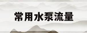 常用水泵流量(水泵流量怎么计算公式)