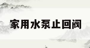 家用水泵止回阀(家用水泵止回阀的正确安装方法视频)