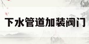 下水管道加装阀门(下水管道加装阀门视频)