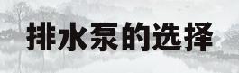 排水泵的选择(排水泵选型的原则与步骤)